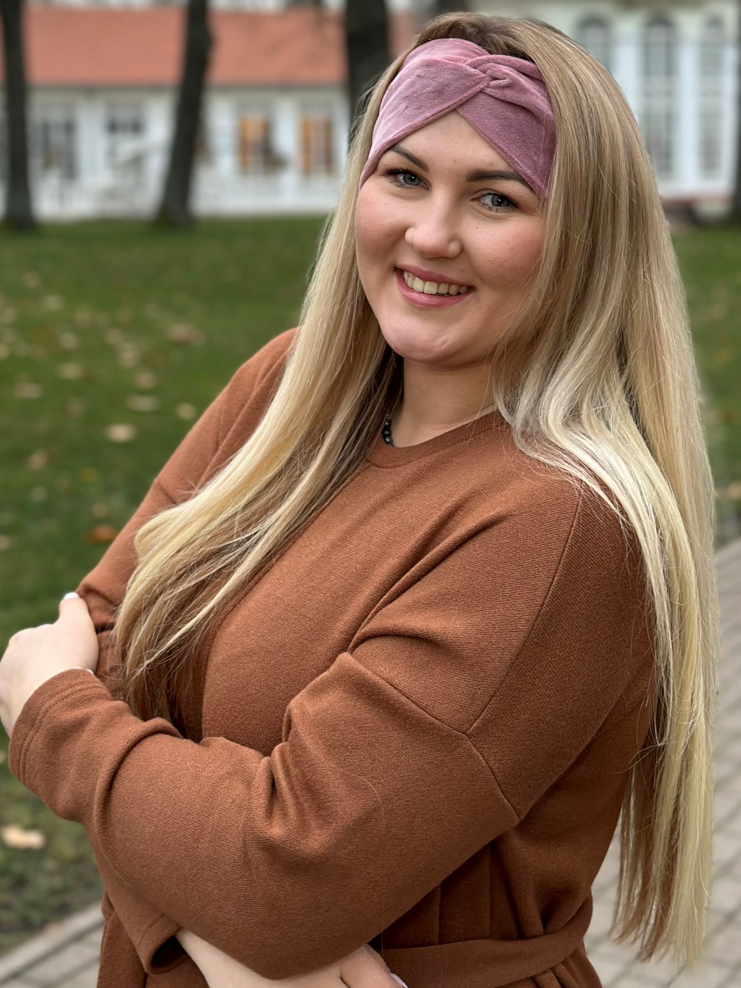 Pelenų rožinė veliūro galvajuostė