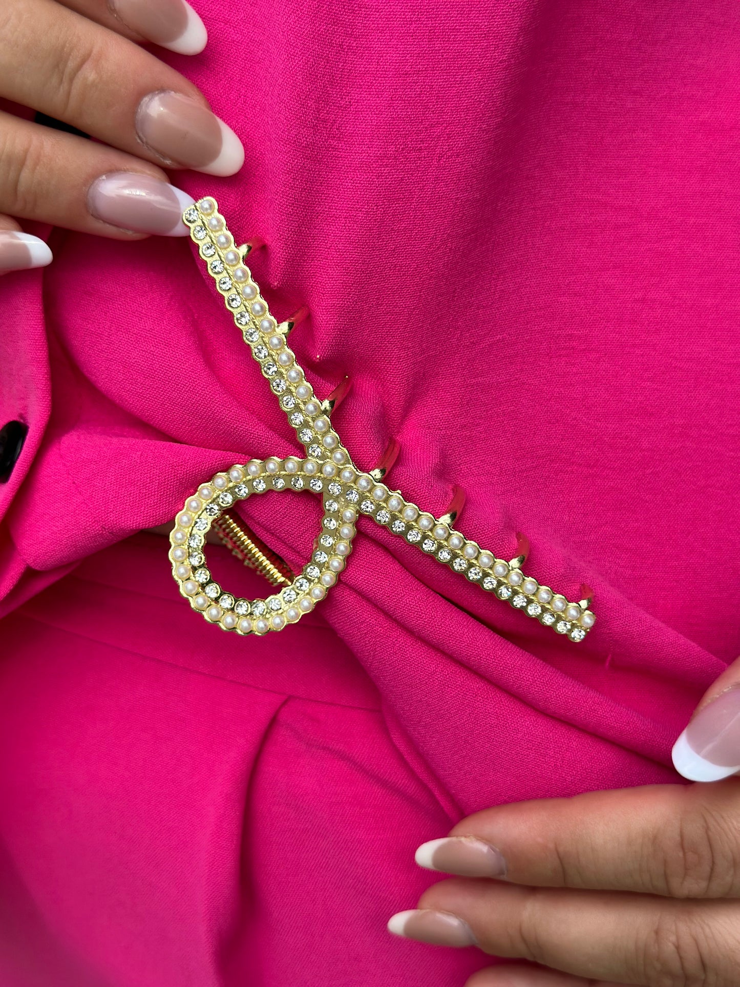 Auksinė kilpa KapKap su perliukais ir cirkonio akutėmis 11cm