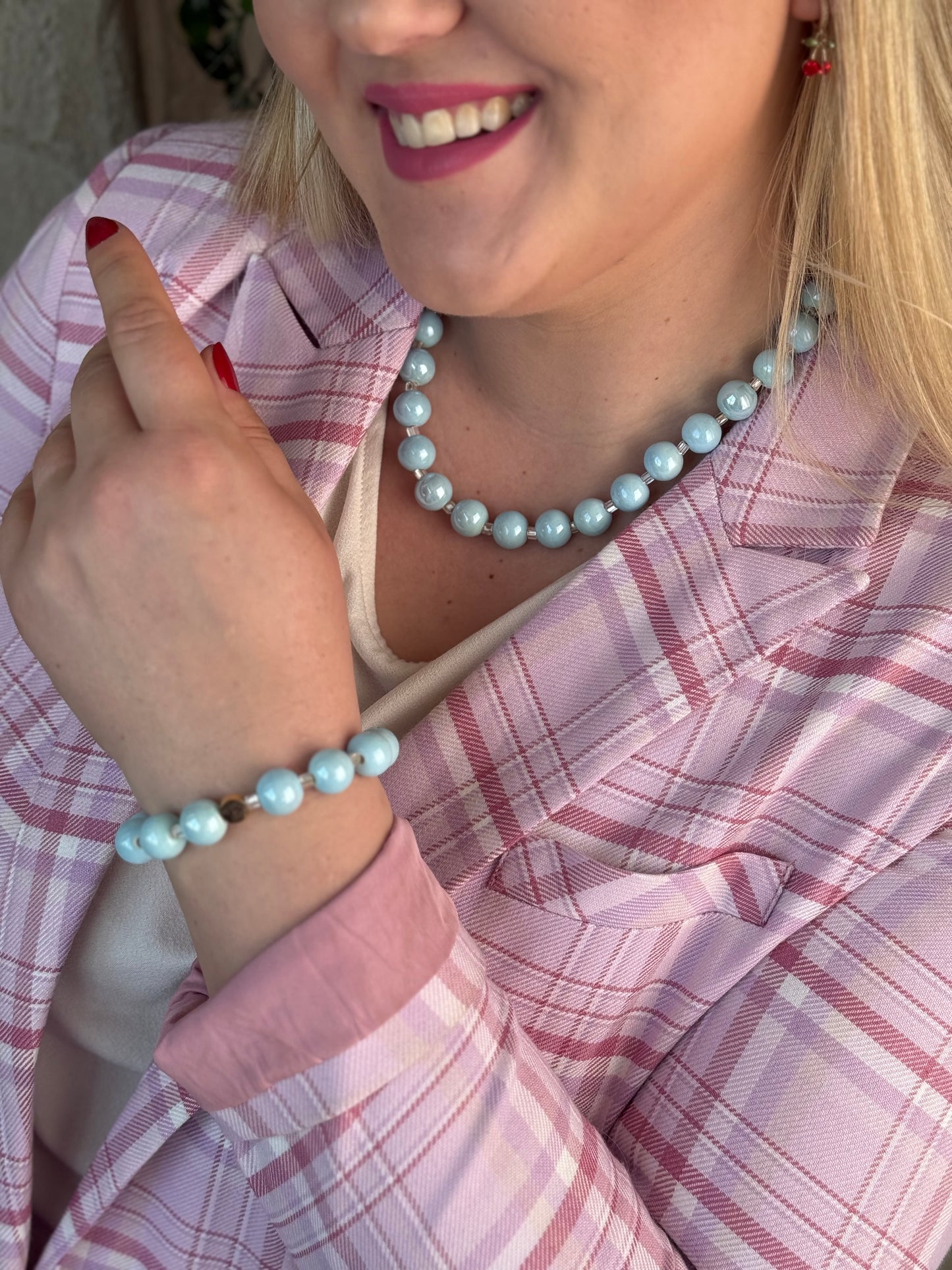 Keramikos baby blue vėrinys