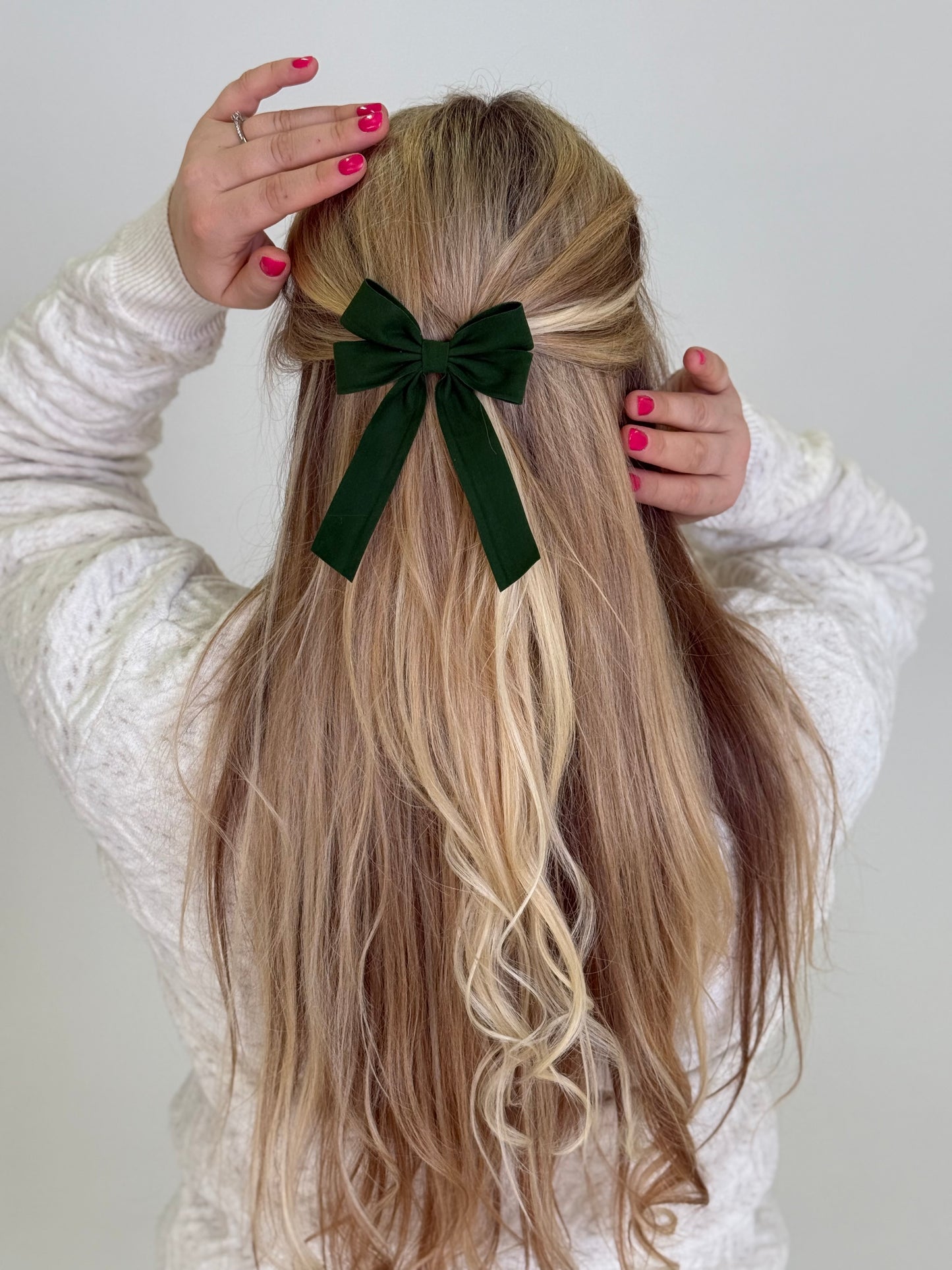 Žalias zomšinis kaspinukas 💚