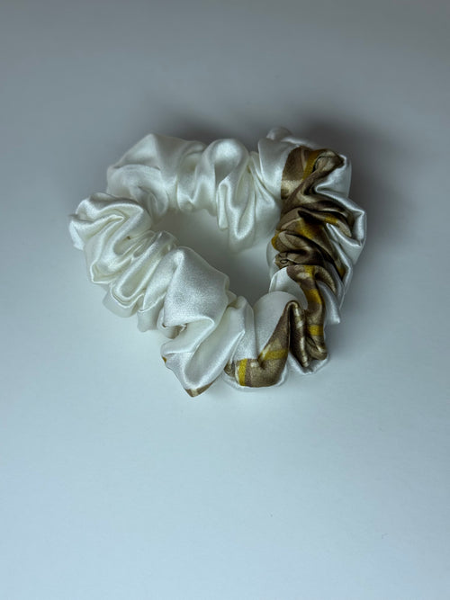 100% šilko kolekcinio rašto gumelė su balta juosta