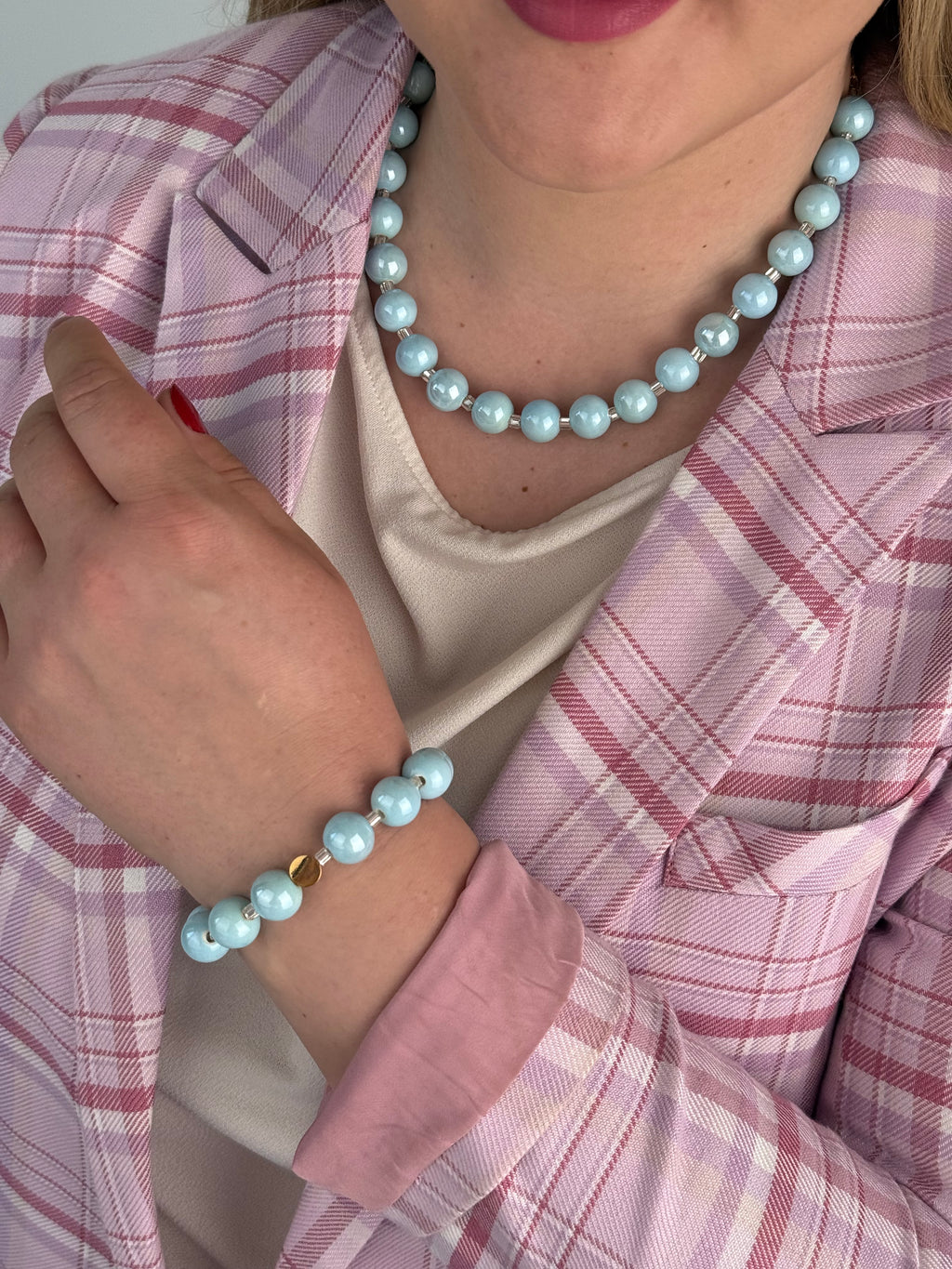 Keramikos baby blue apyrankė