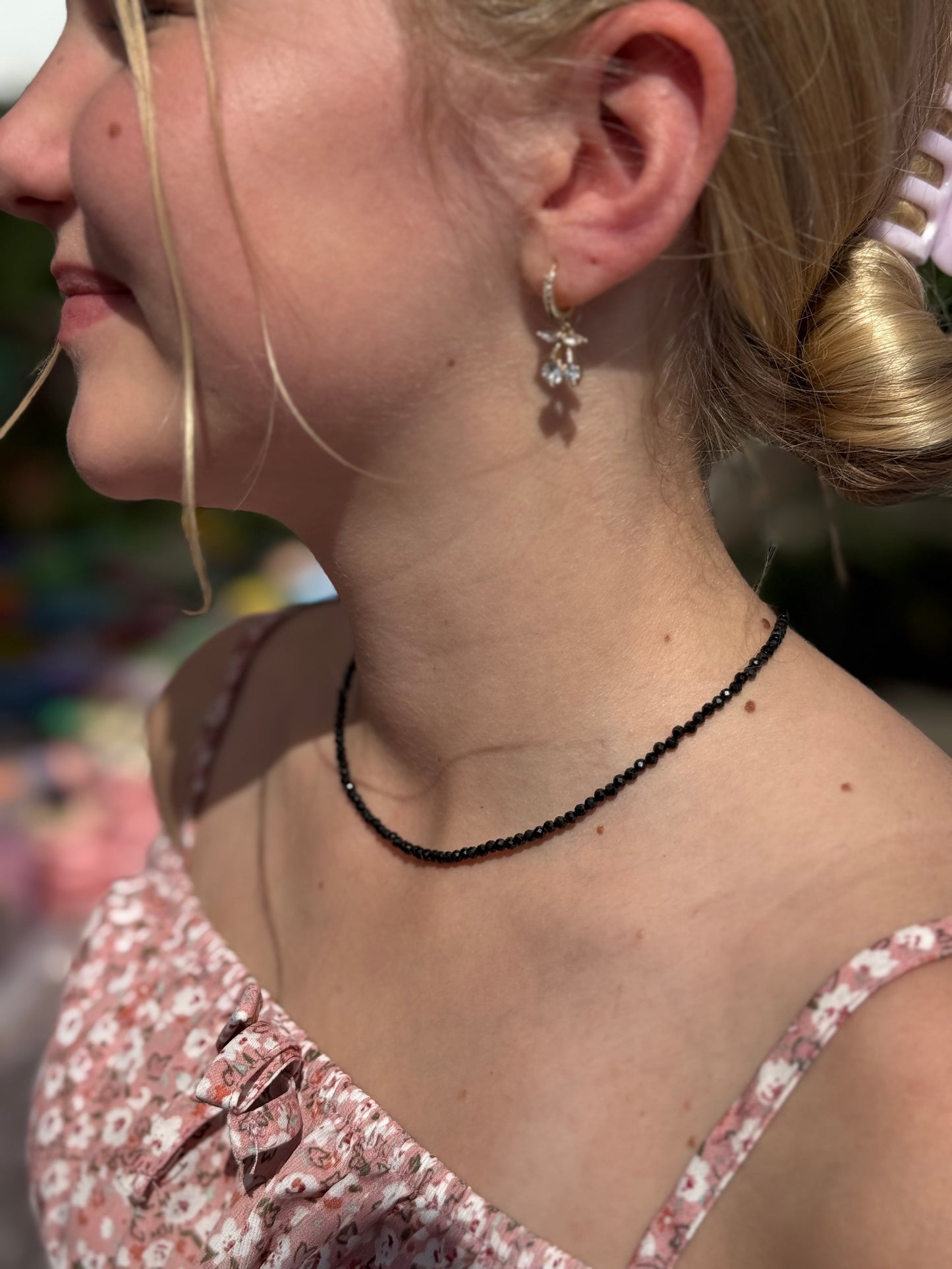 Juodas cirkonių minimalistinis vėrinys ✔️