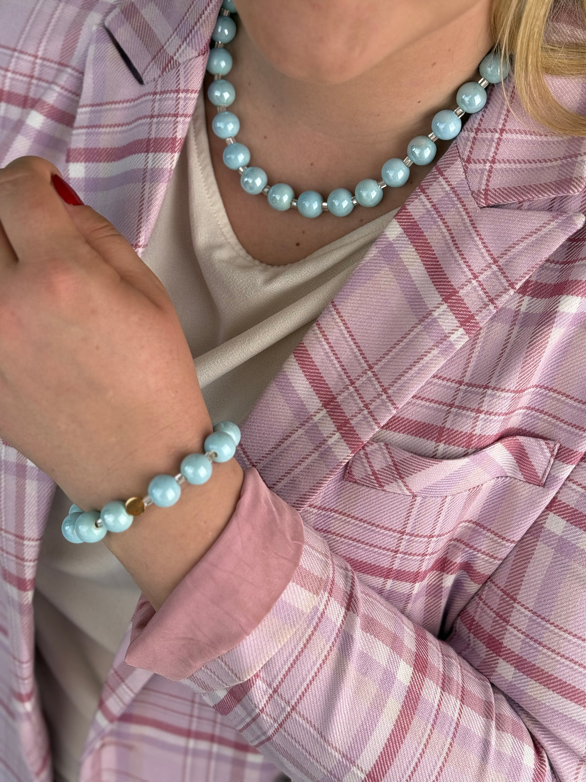 Keramikos baby blue apyrankė