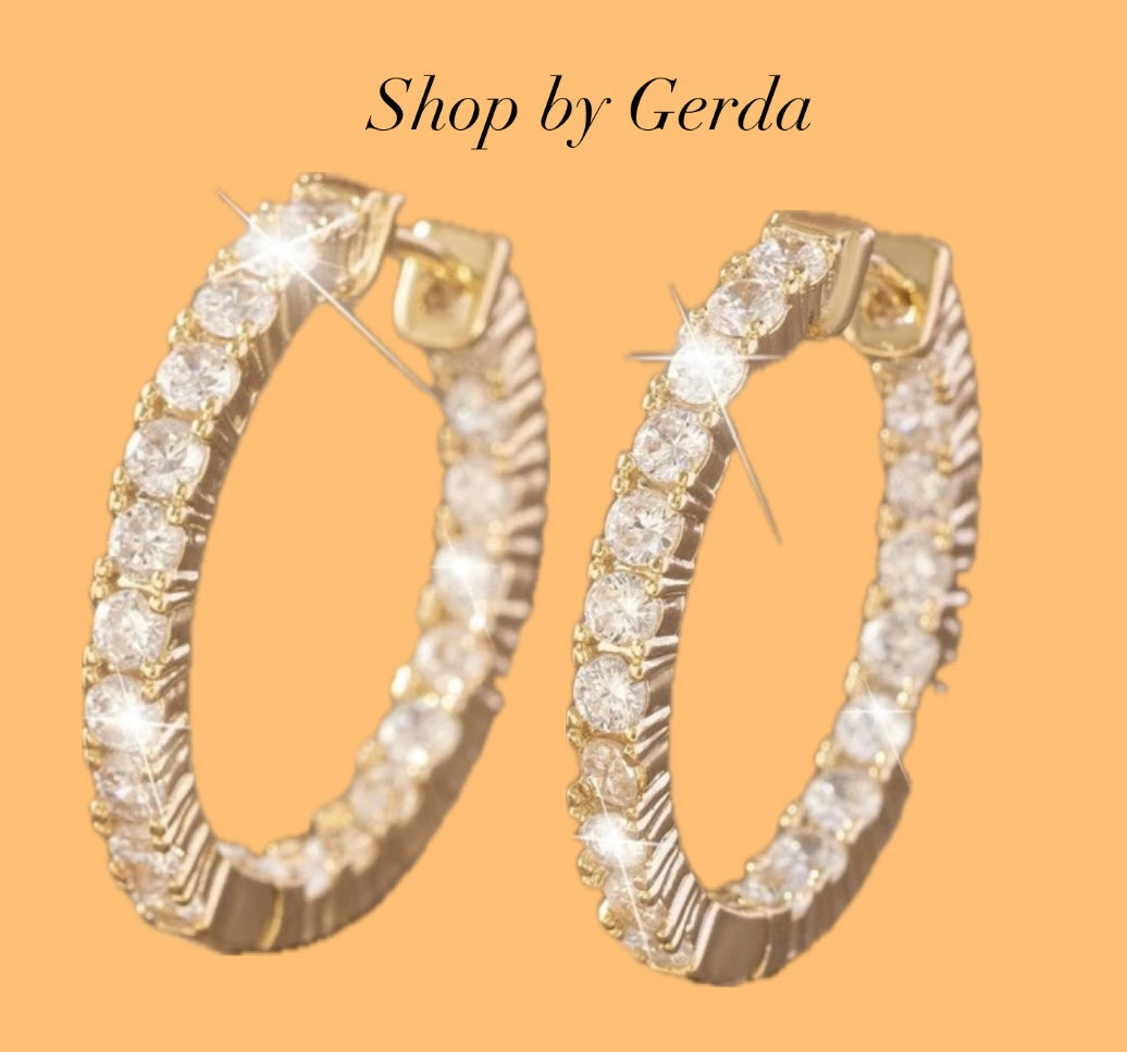 Dvipusės rinkutės su cirkonio akutėmis 25mm