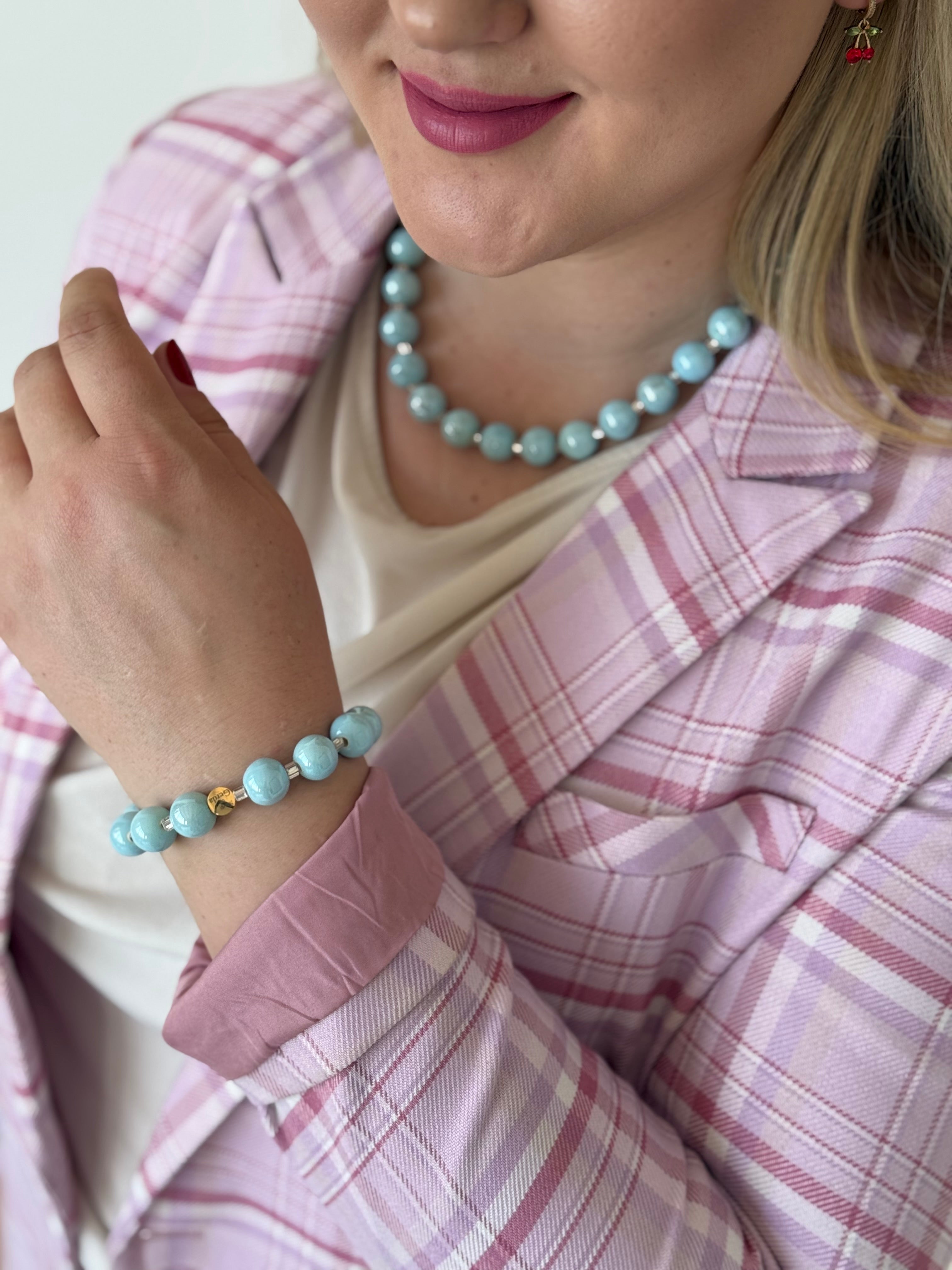 Keramikos baby blue vėrinys