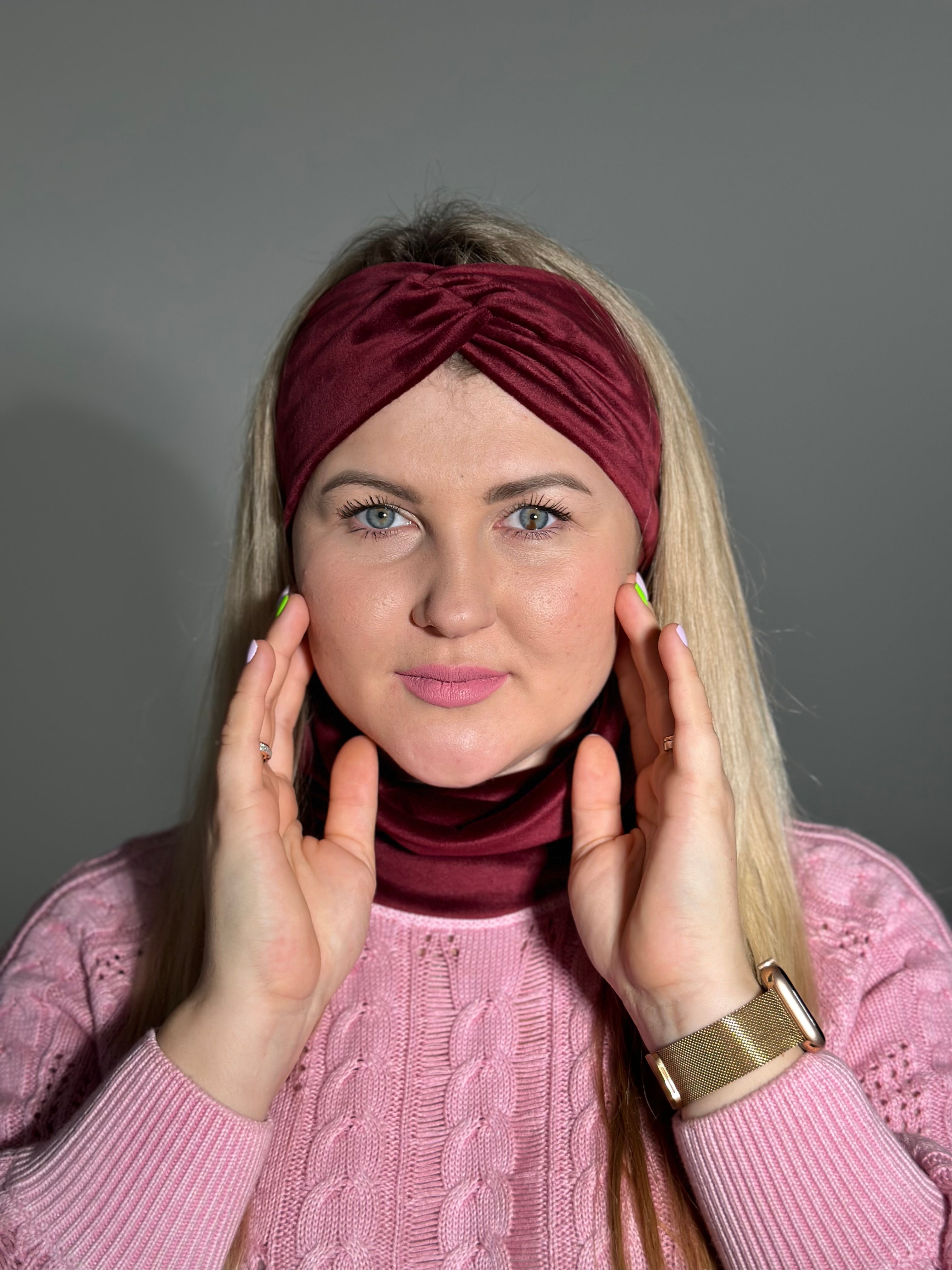 Bordo veliūro galvajuostė