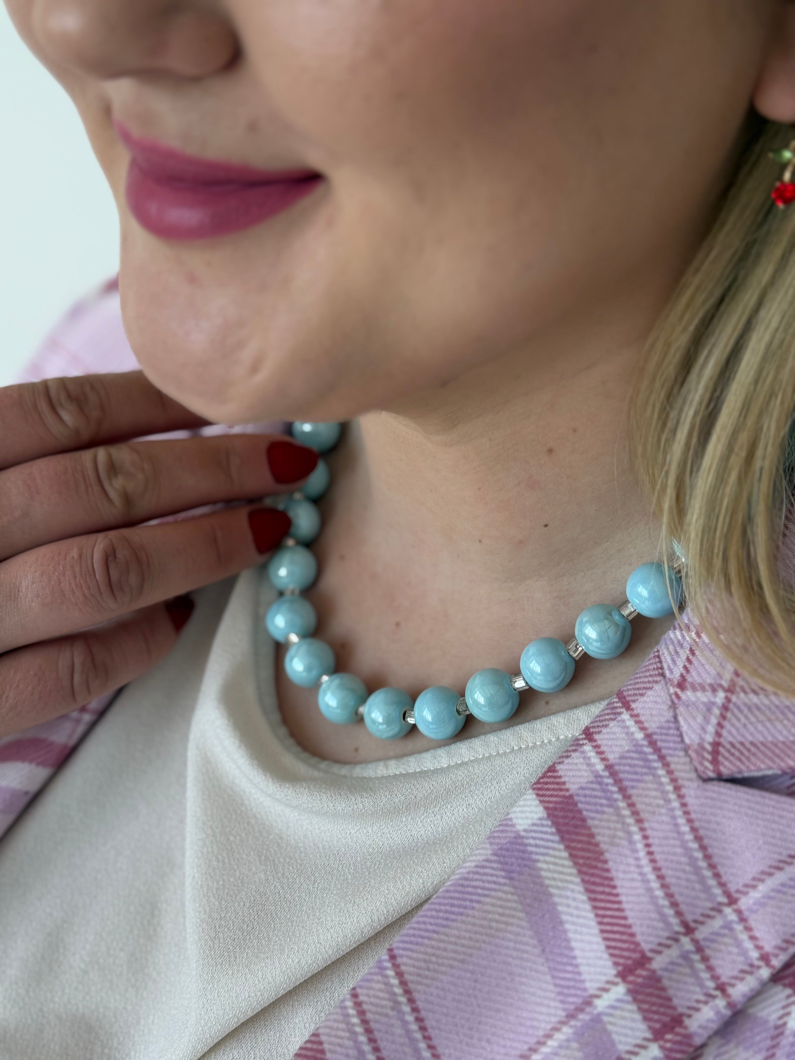 Keramikos baby blue vėrinys