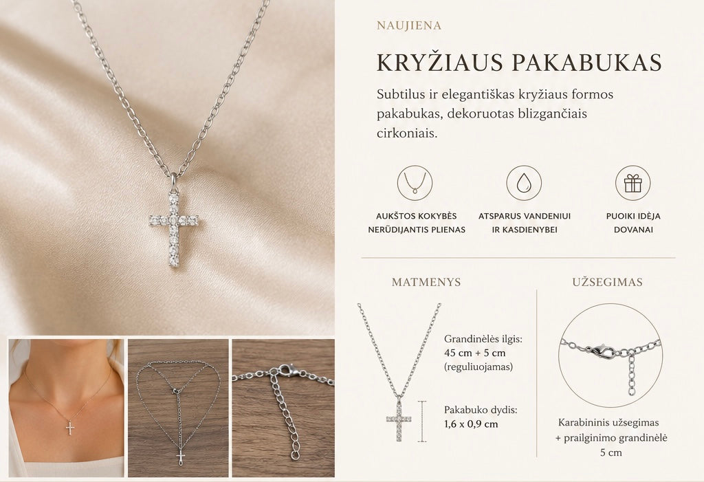 Kryželio pakabukas SILVER ✨