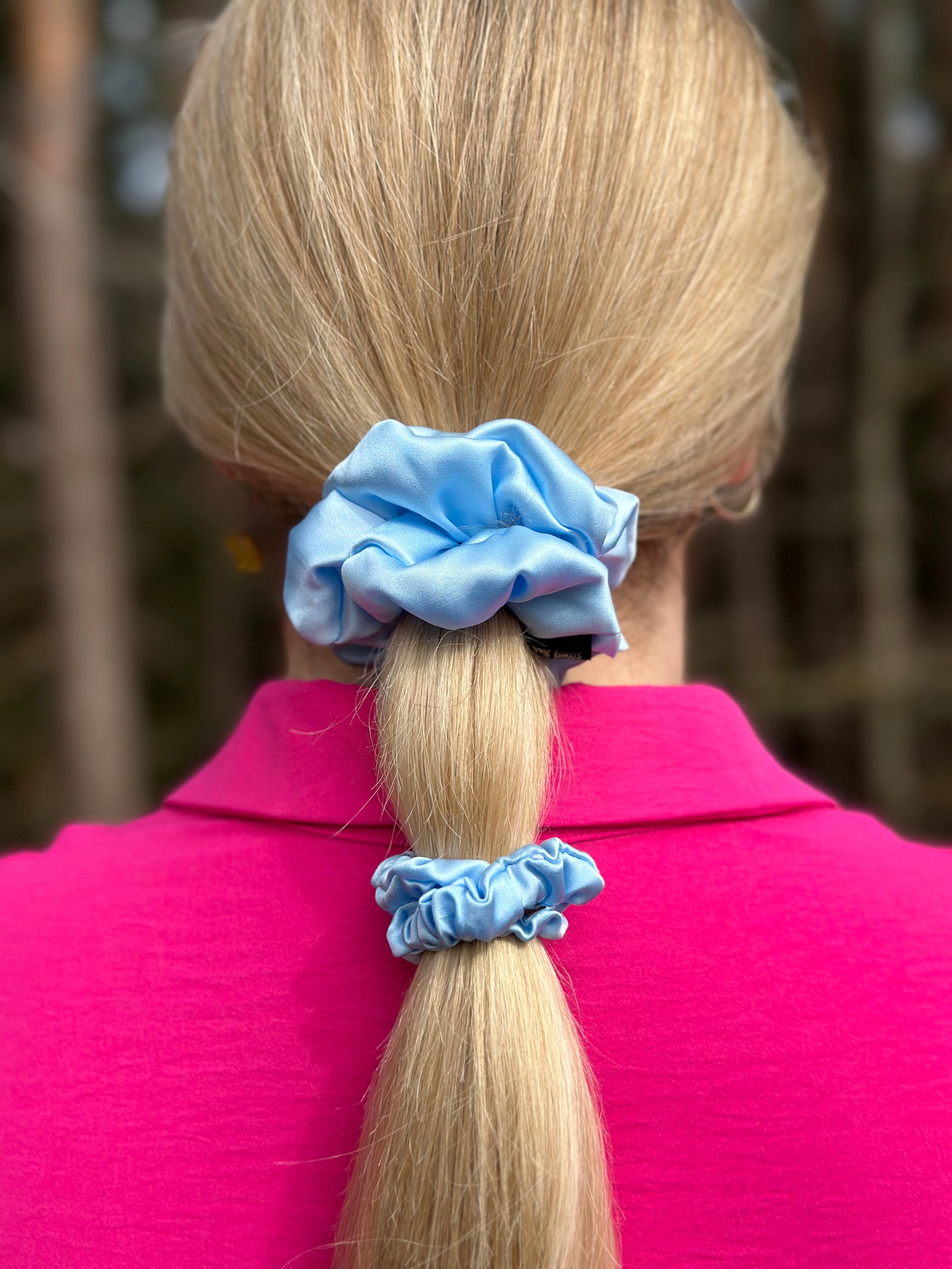Baby blue natūralaus Mulberry šilko gumelė