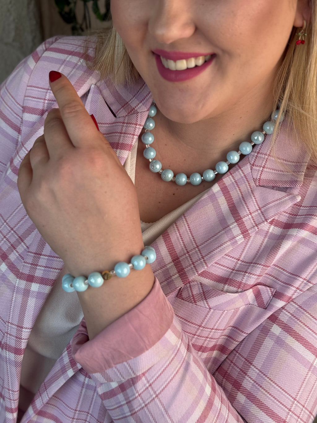 Keramikos baby blue vėrinys