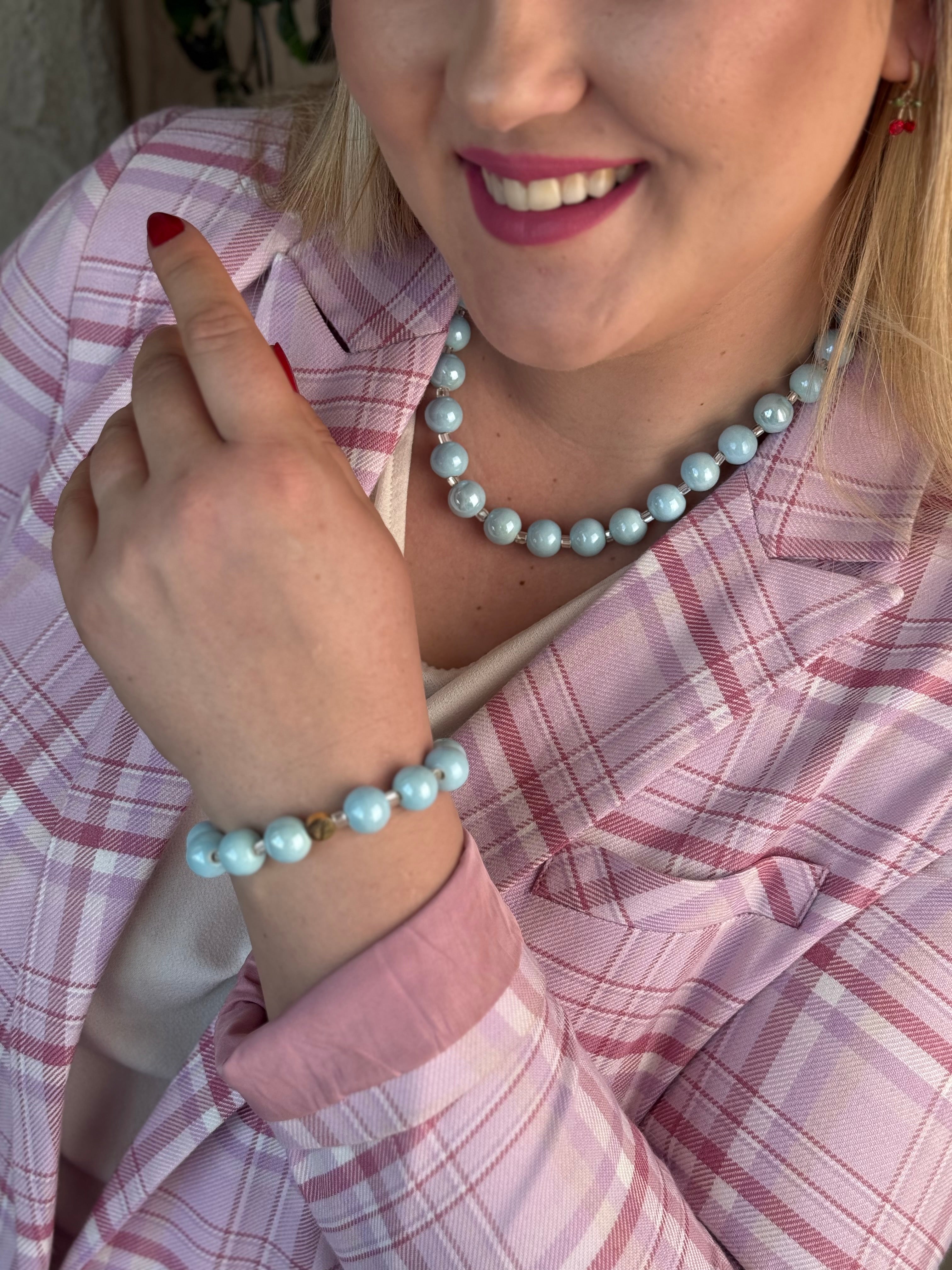 Keramikos baby blue vėrinys