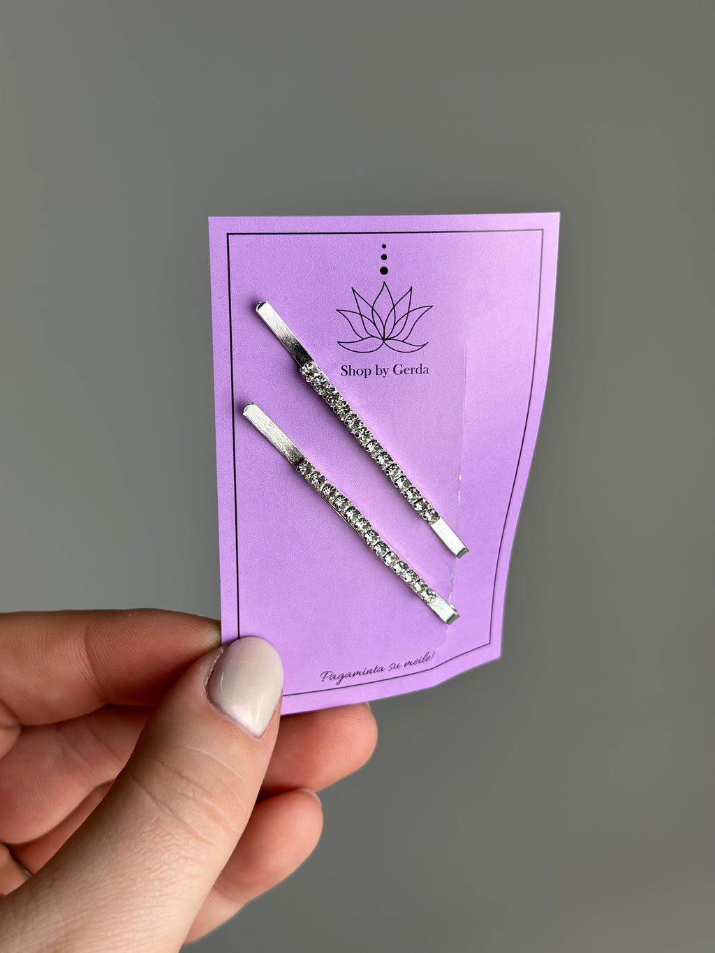 Sidabro spalvos žėrintis segtukas