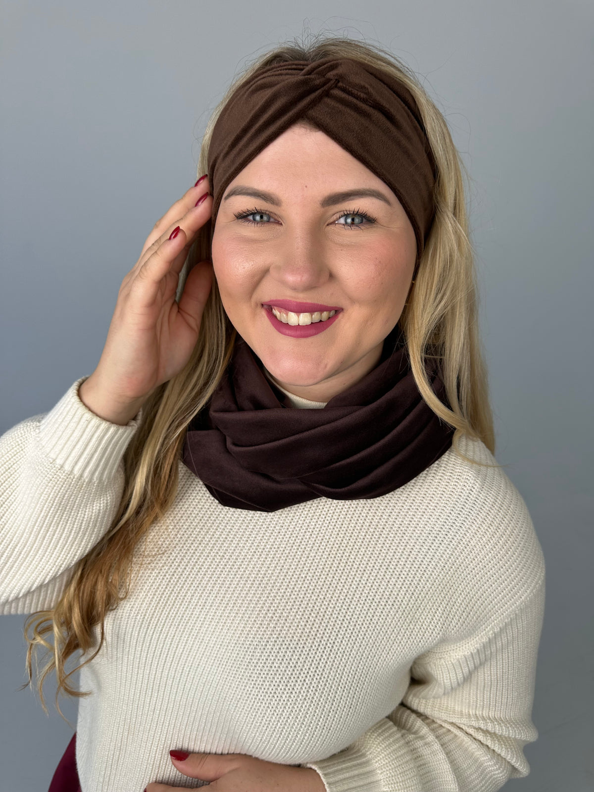 Šokoladinis veliūro šalikas 🤎
