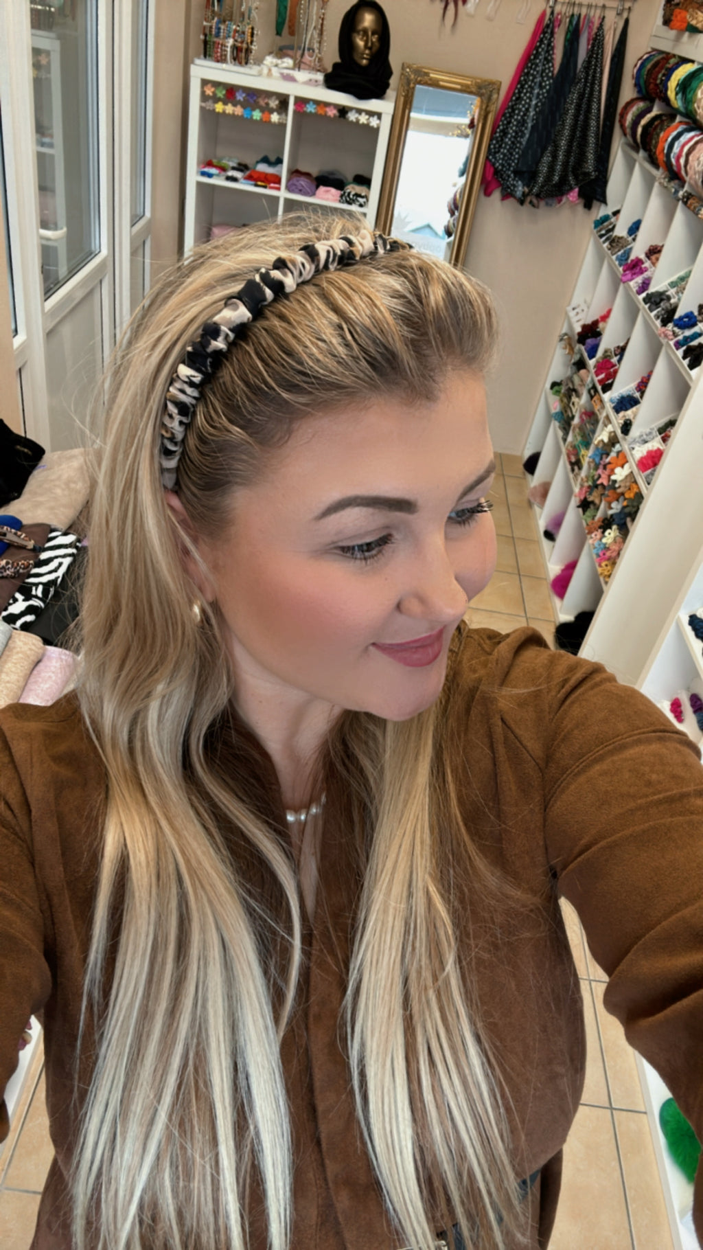 Leopardo rašto natūralaus šilko plonasis lankelis 🐆