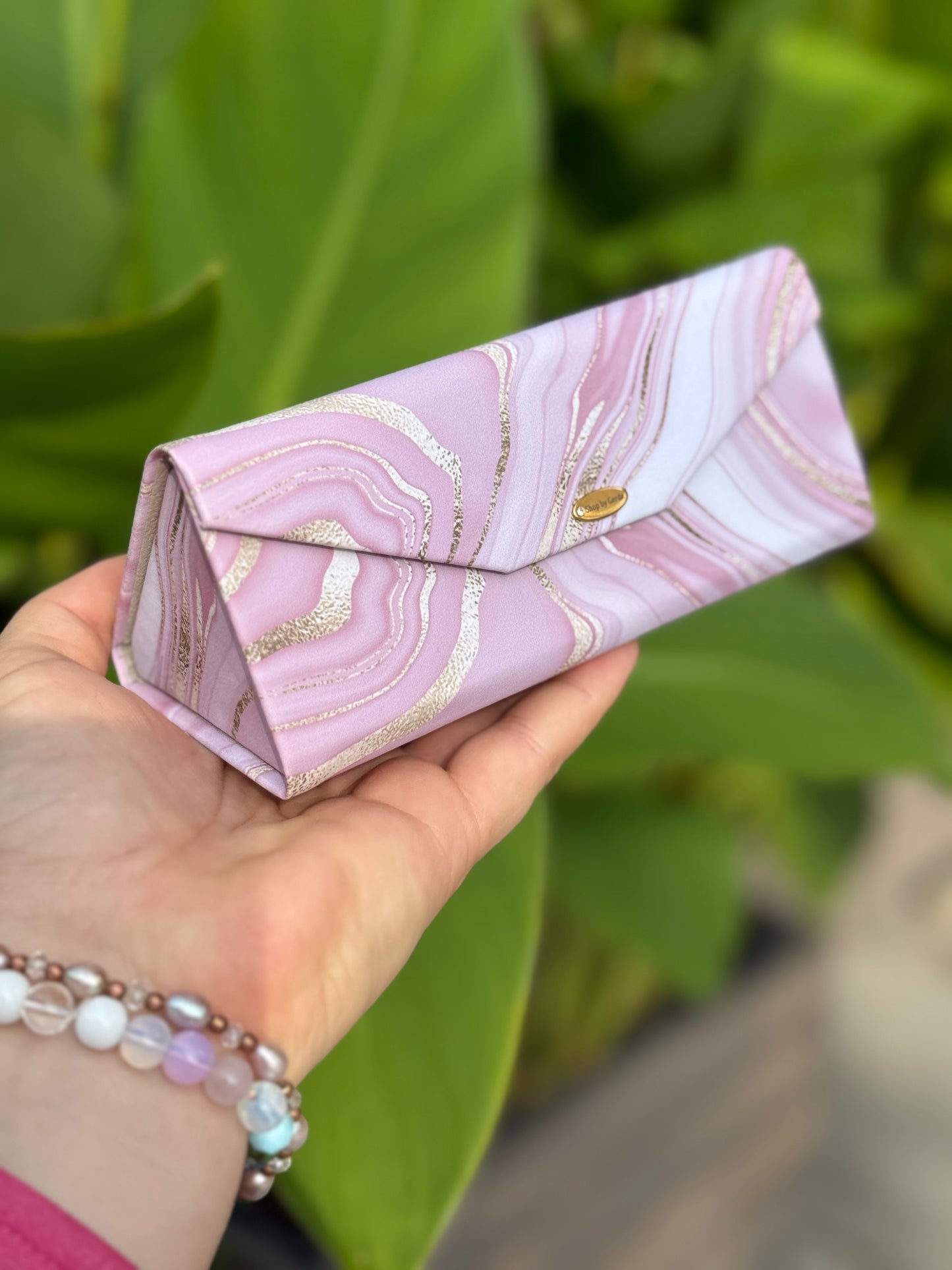 Akinių dėklas transformeris ‘Pink marble’