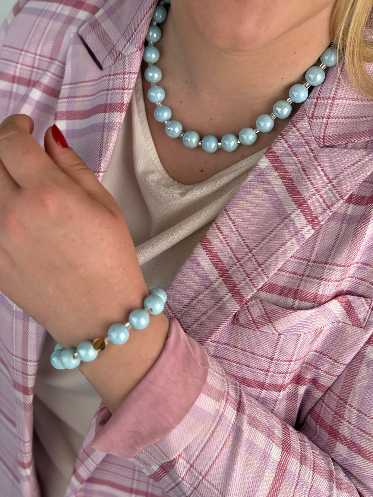 Keramikos baby blue apyrankė