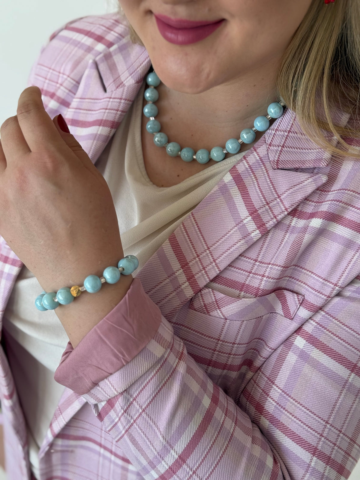 Keramikos baby blue apyrankė