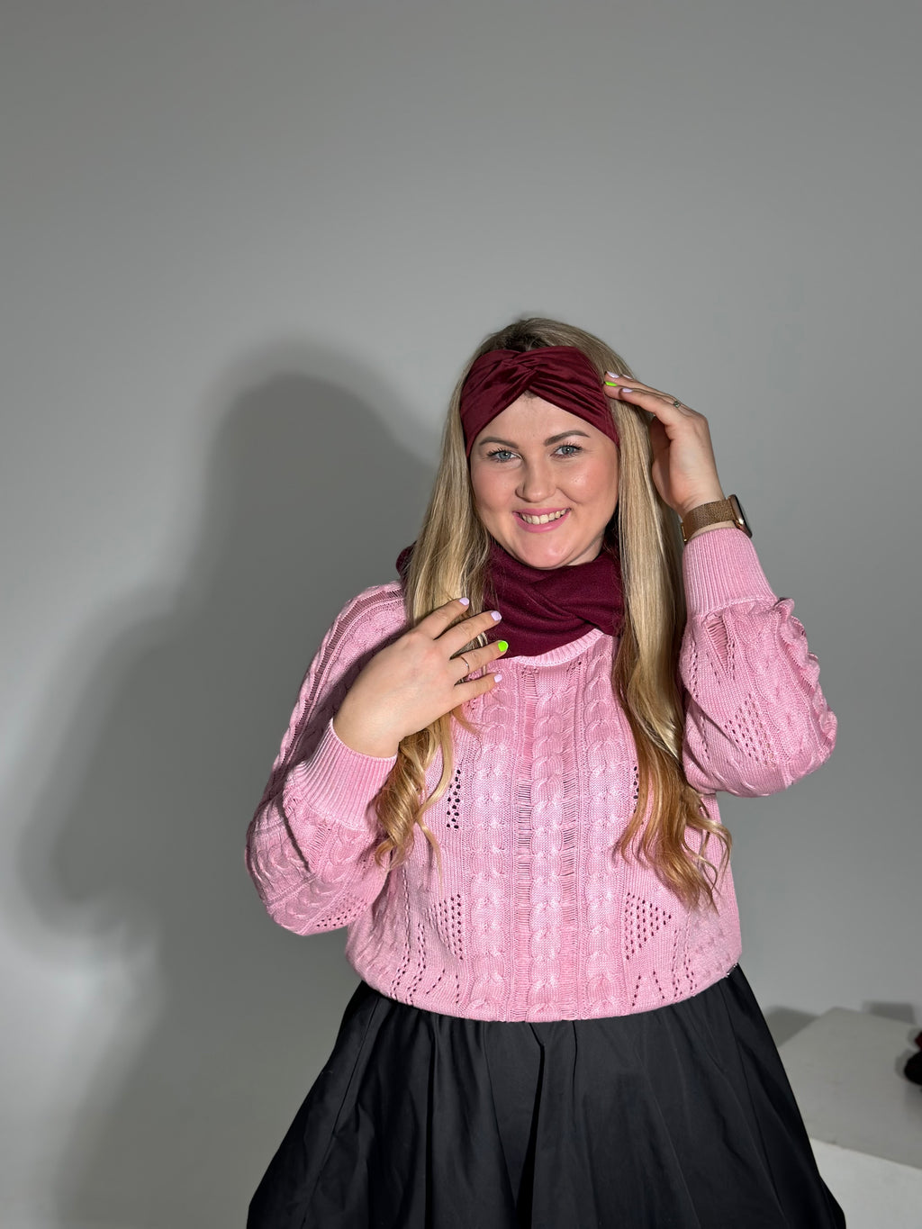 Bordo veliūro galvajuostė