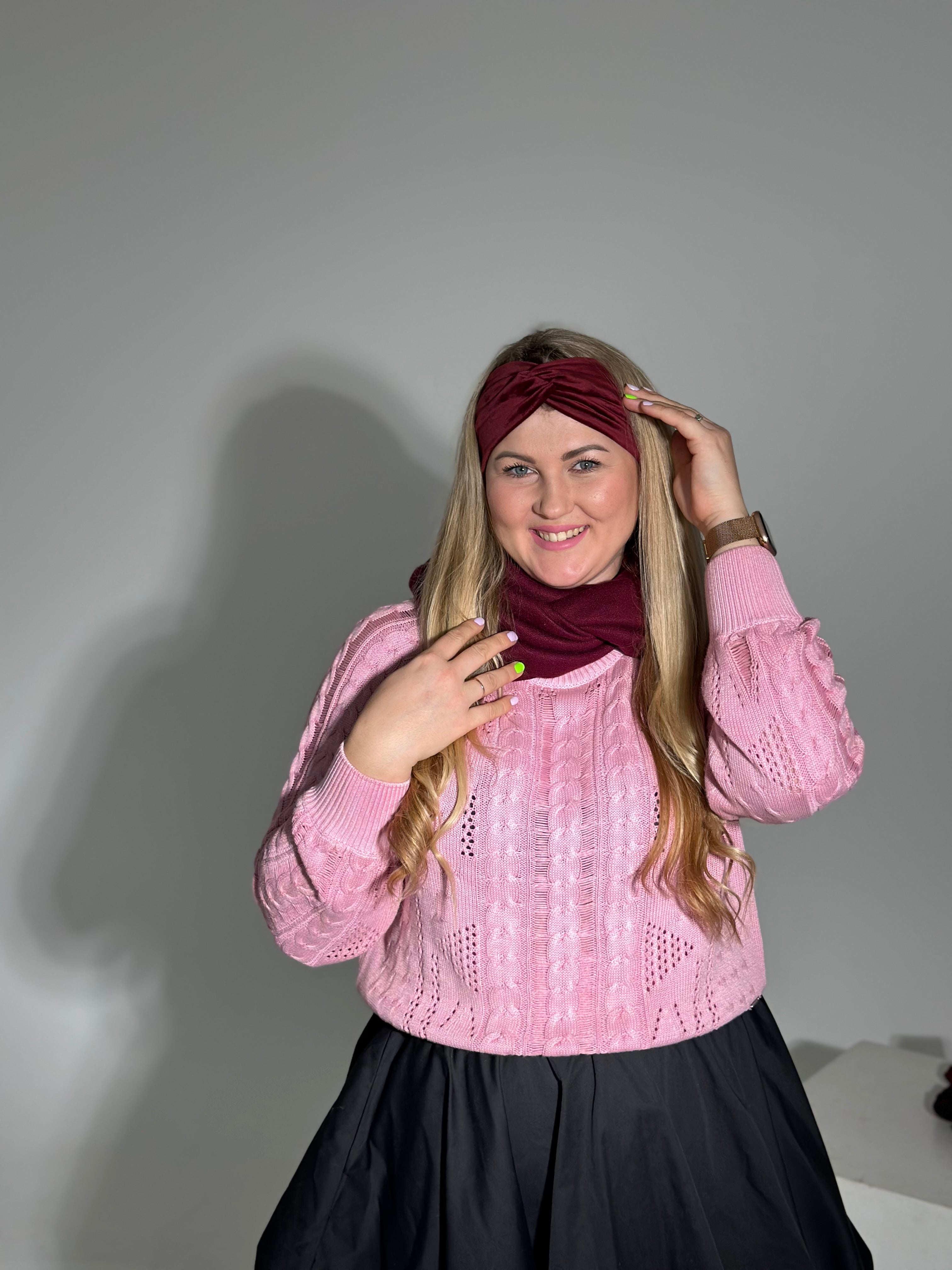 Bordo veliūro galvajuostė