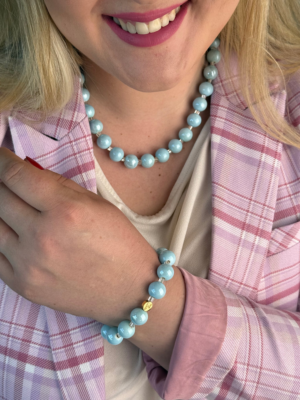 Keramikos baby blue apyrankė