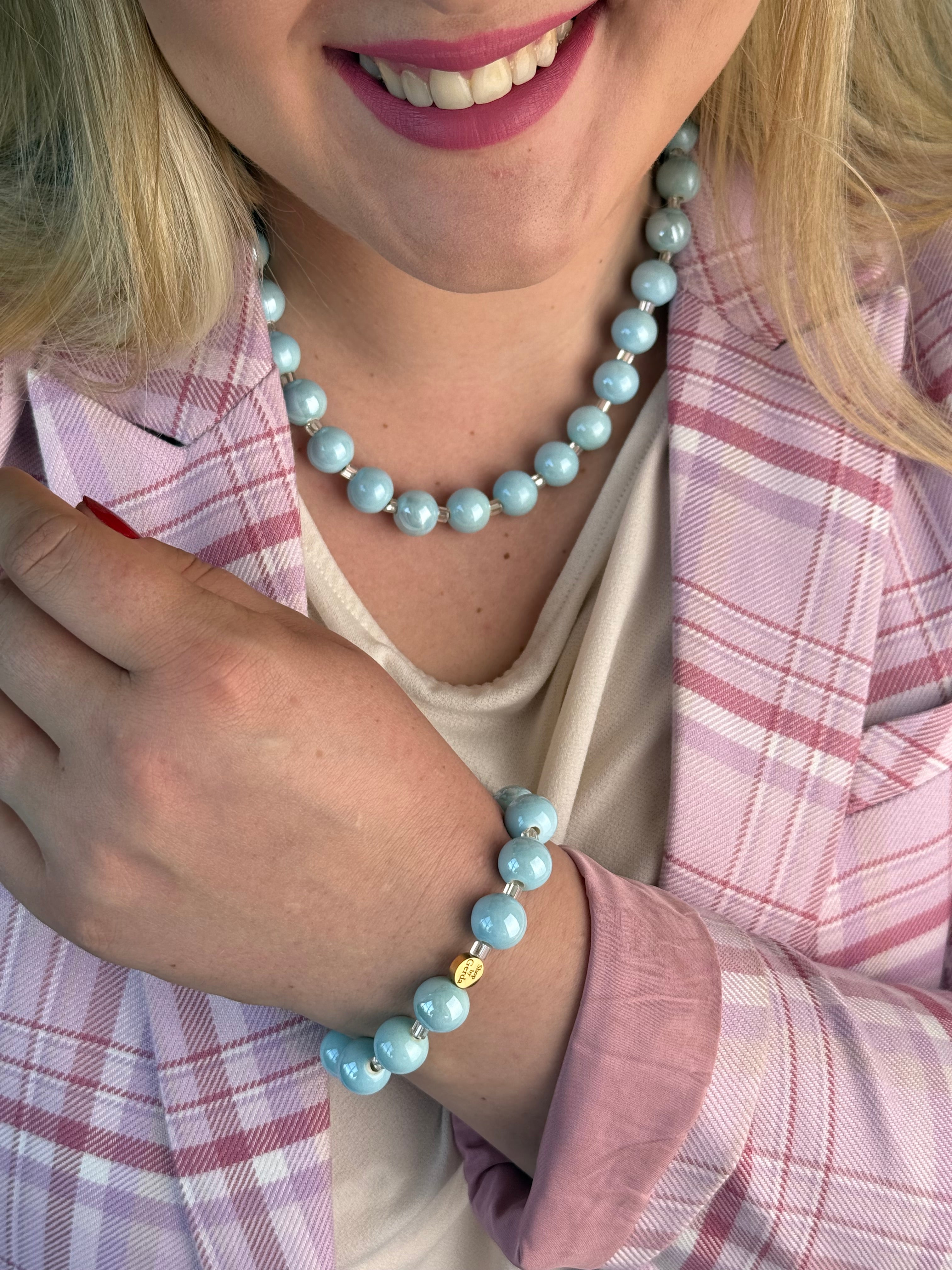 Keramikos baby blue apyrankė