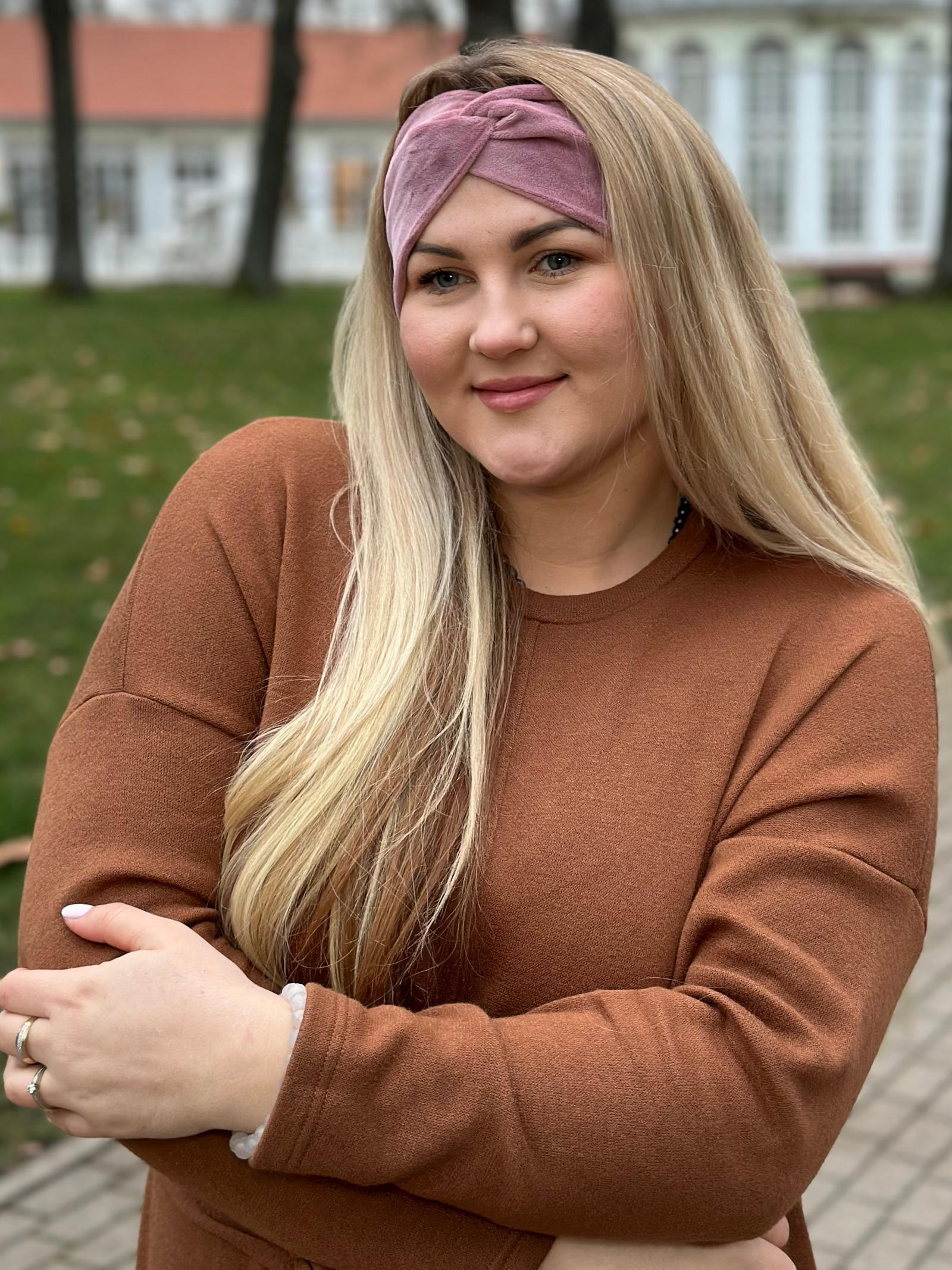 Pelenų rožinė veliūro galvajuostė
