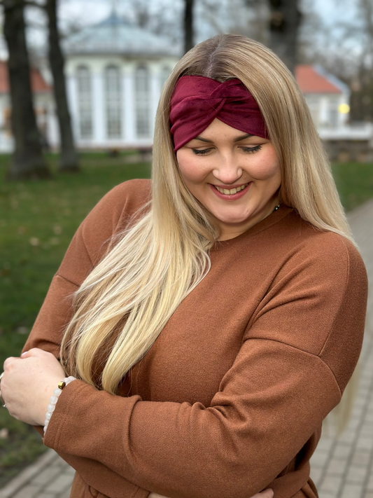 Bordo veliūro galvajuostė