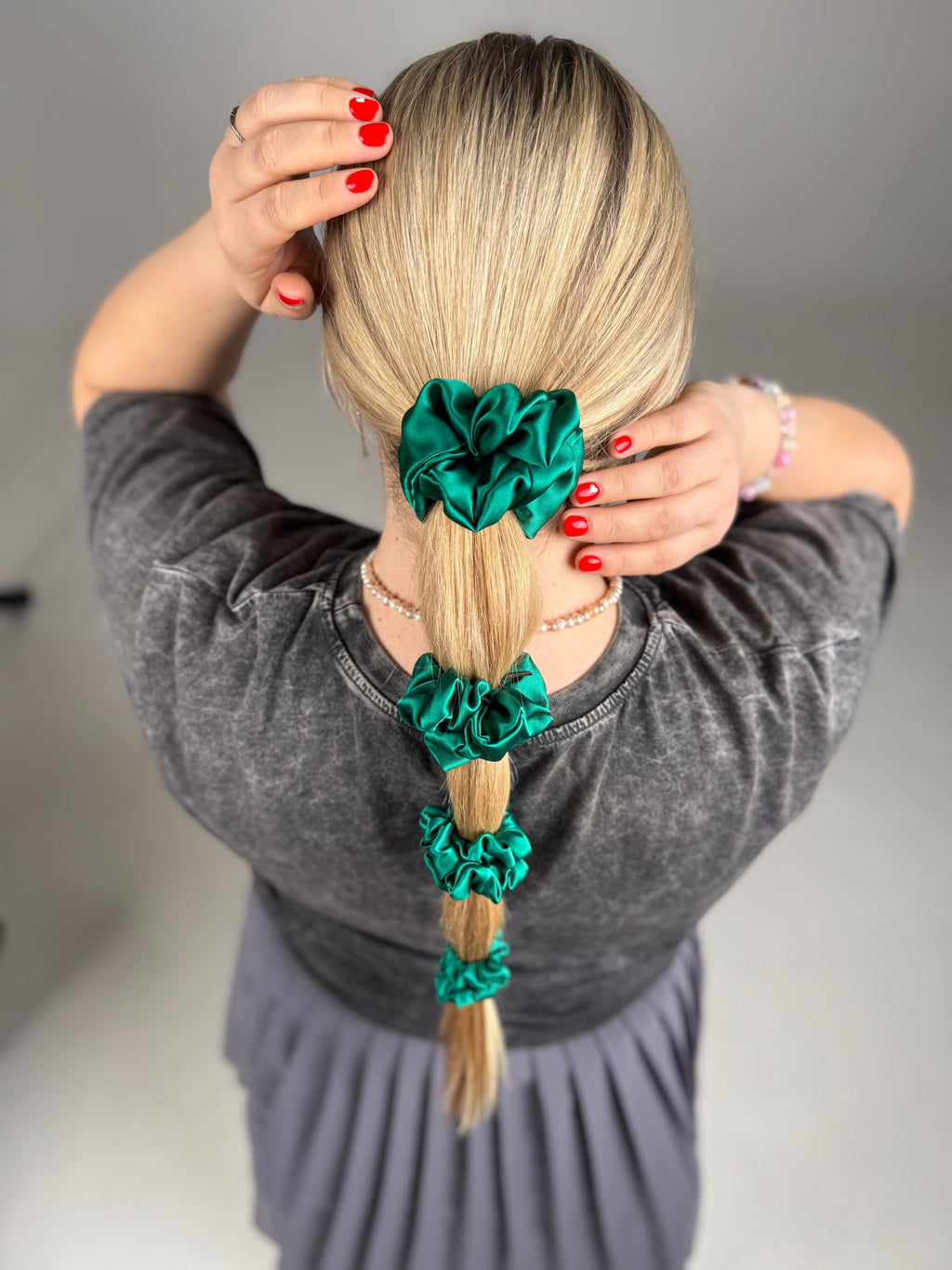 Žalia natūralaus Mulberry šilko gumelė