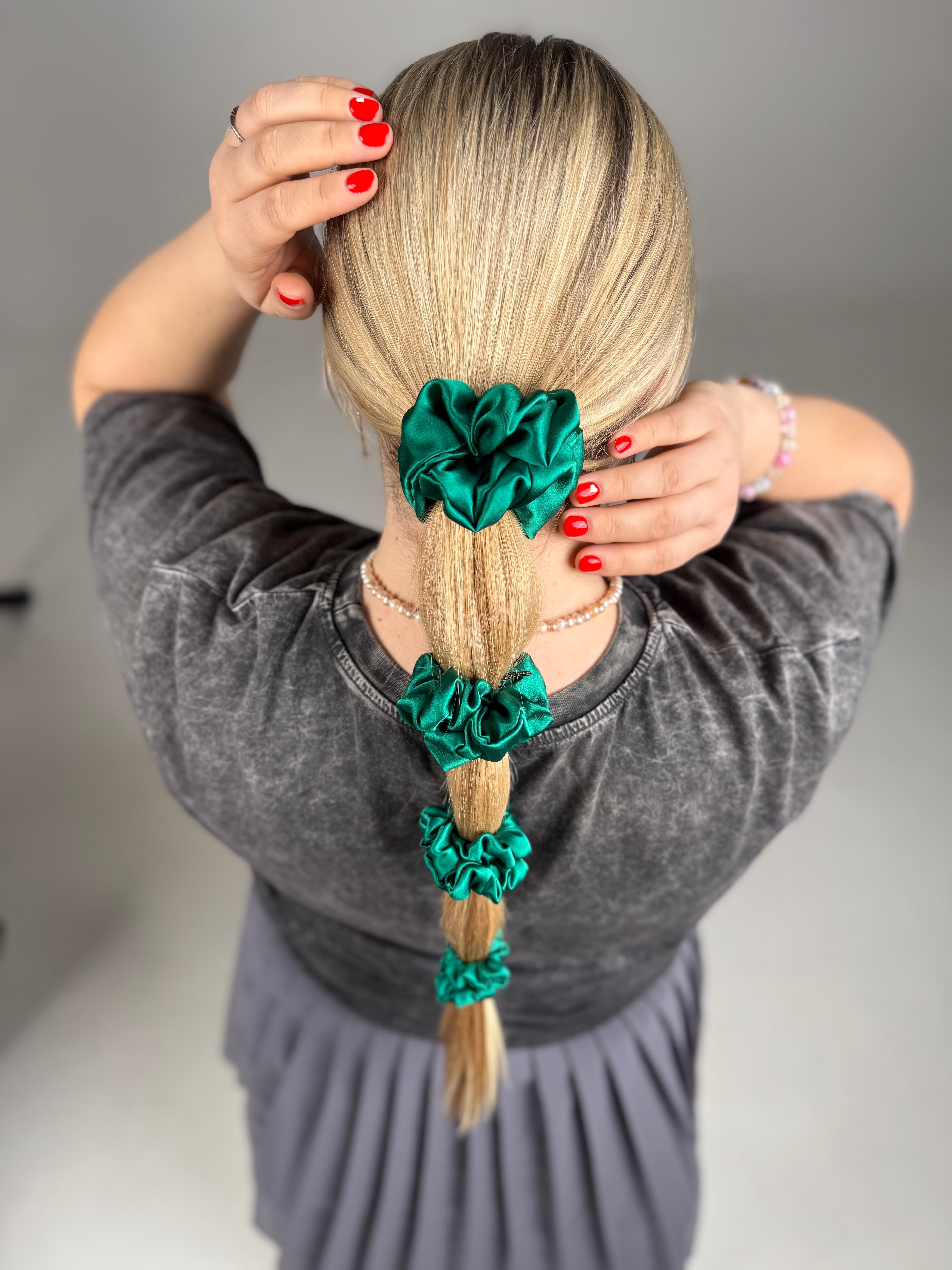 Žalia natūralaus Mulberry šilko gumelė