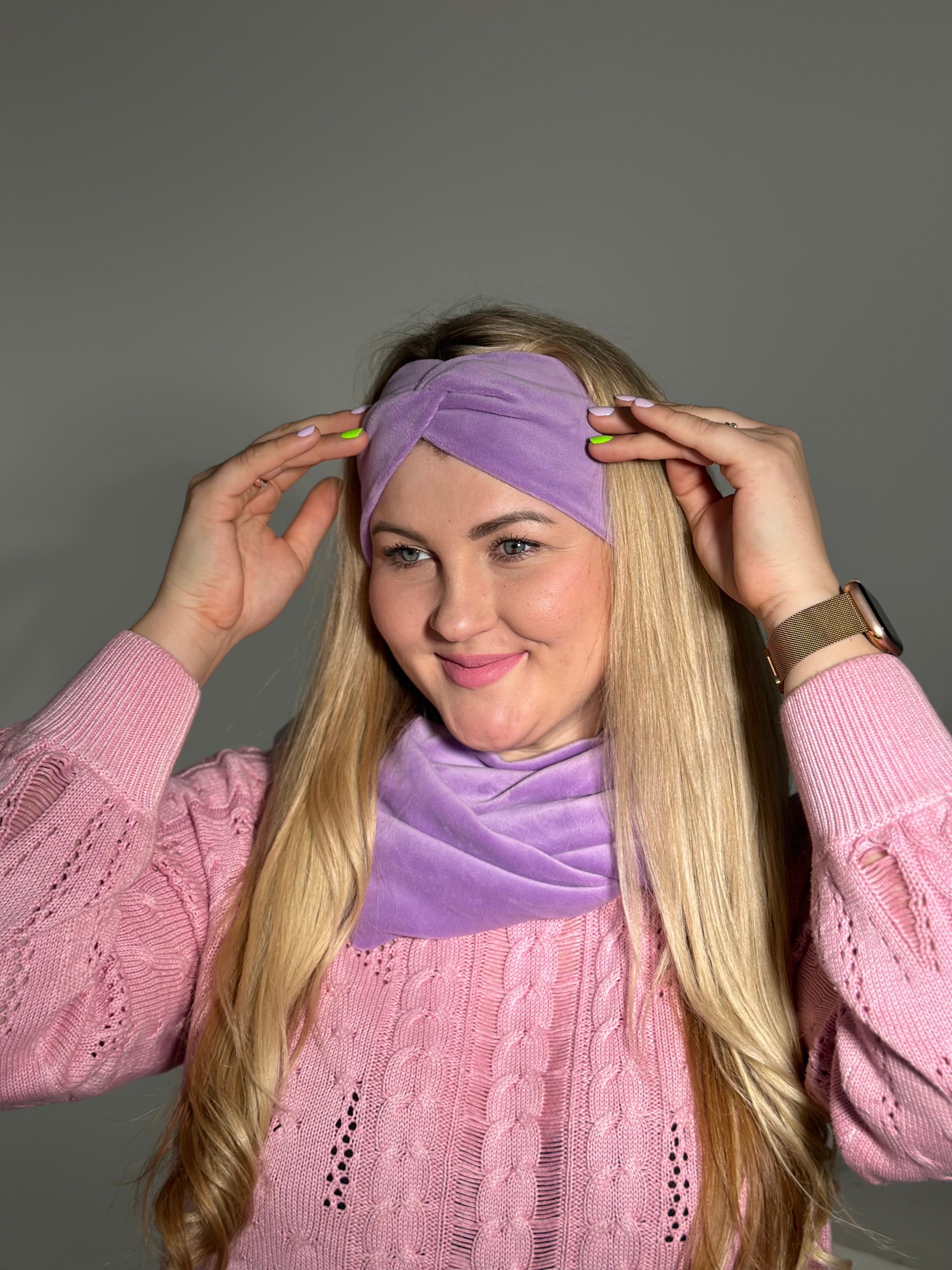 Alyvinė veliūro galvajuostė