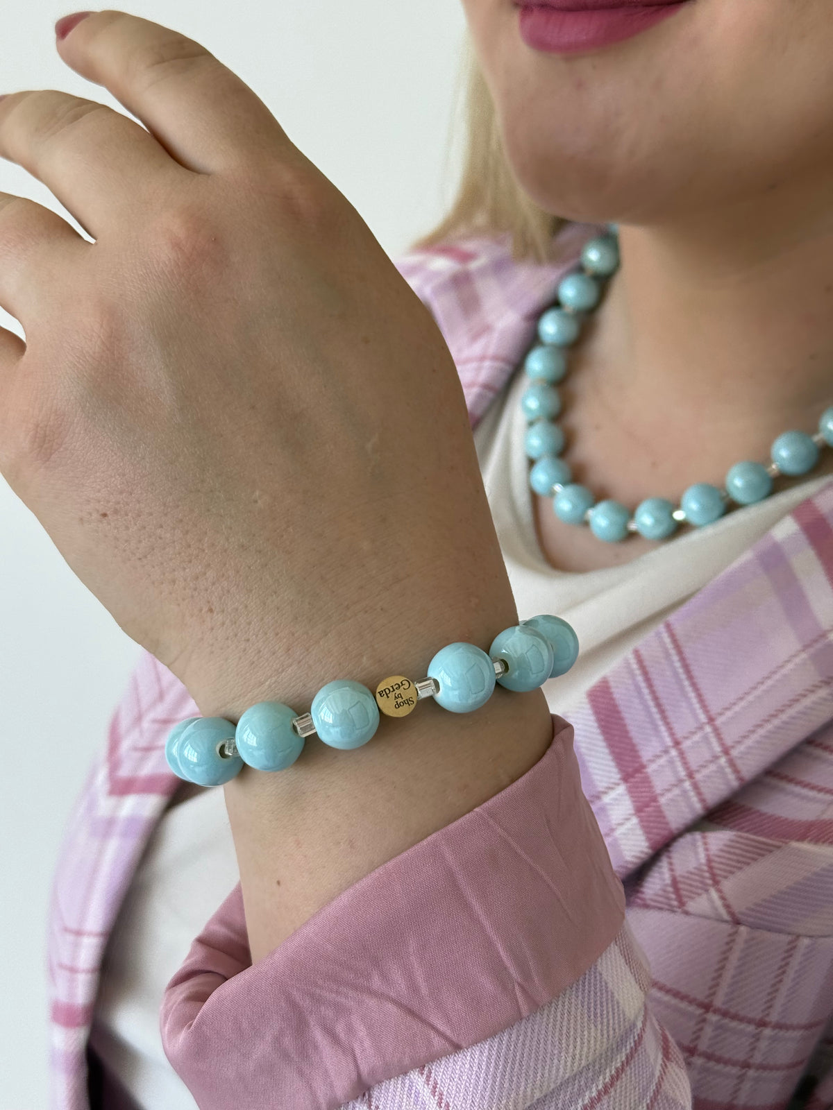 Keramikos baby blue apyrankė