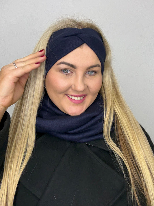 Merino vilnos tamsiai mėlyna galvajuostė 💙