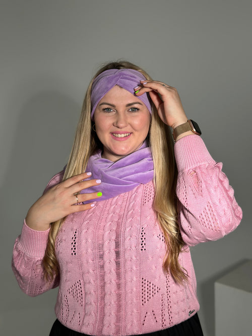 Alyvinė veliūro galvajuostė