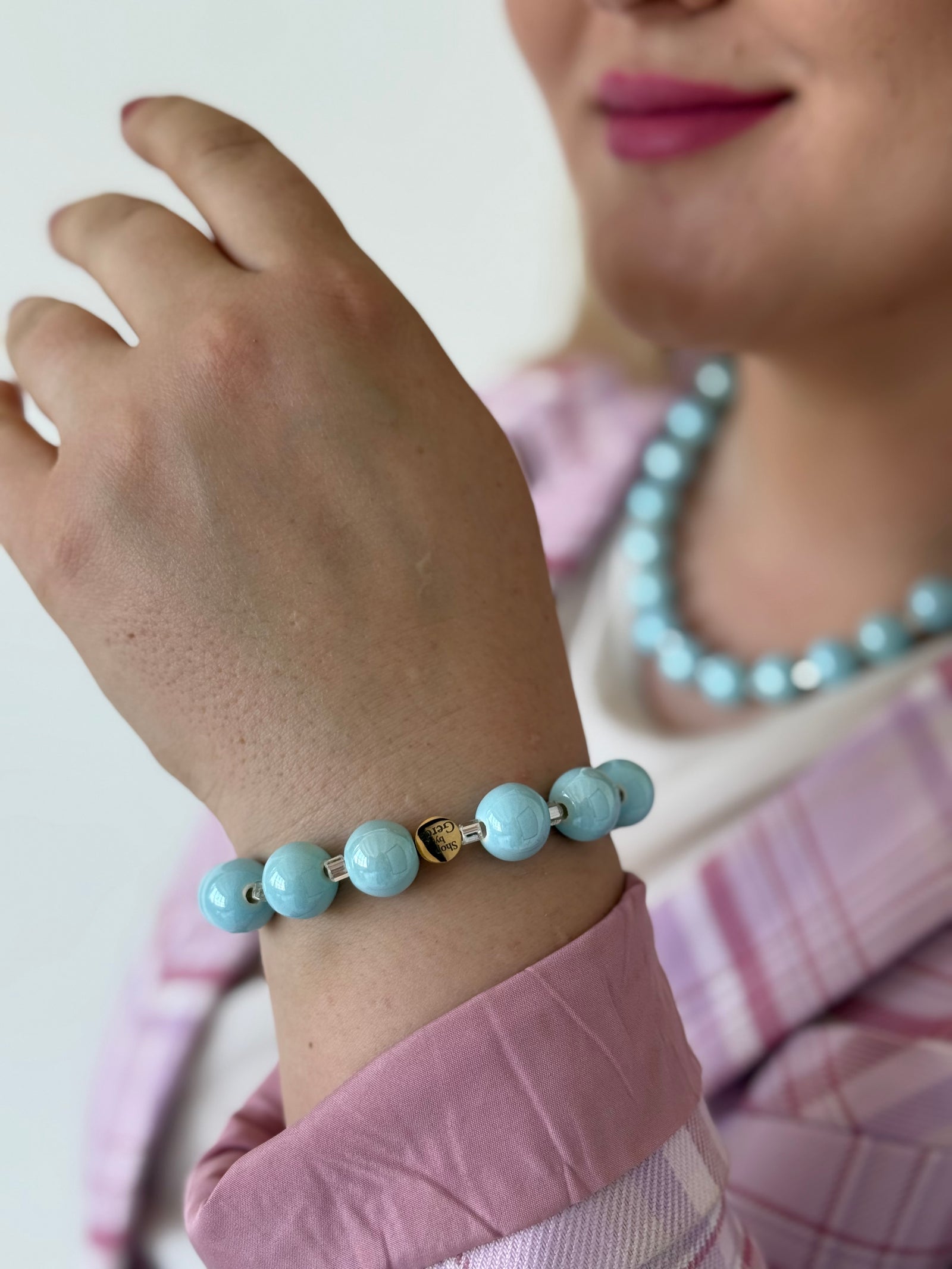 Keramikos baby blue apyrankė