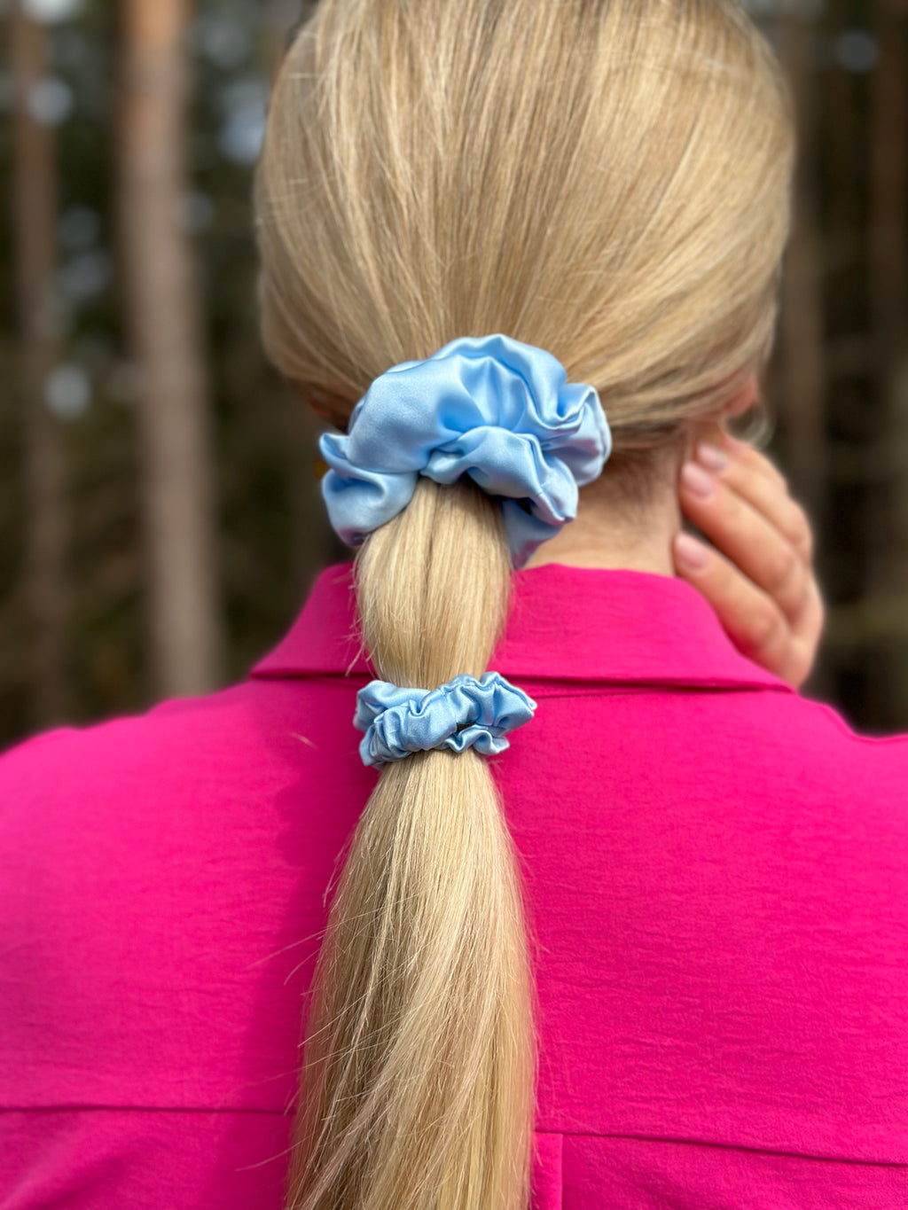 Baby blue natūralaus Mulberry šilko gumelė
