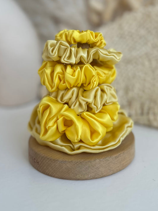 Geltona 100% natūralaus Itališko mulberry šilko gumelė