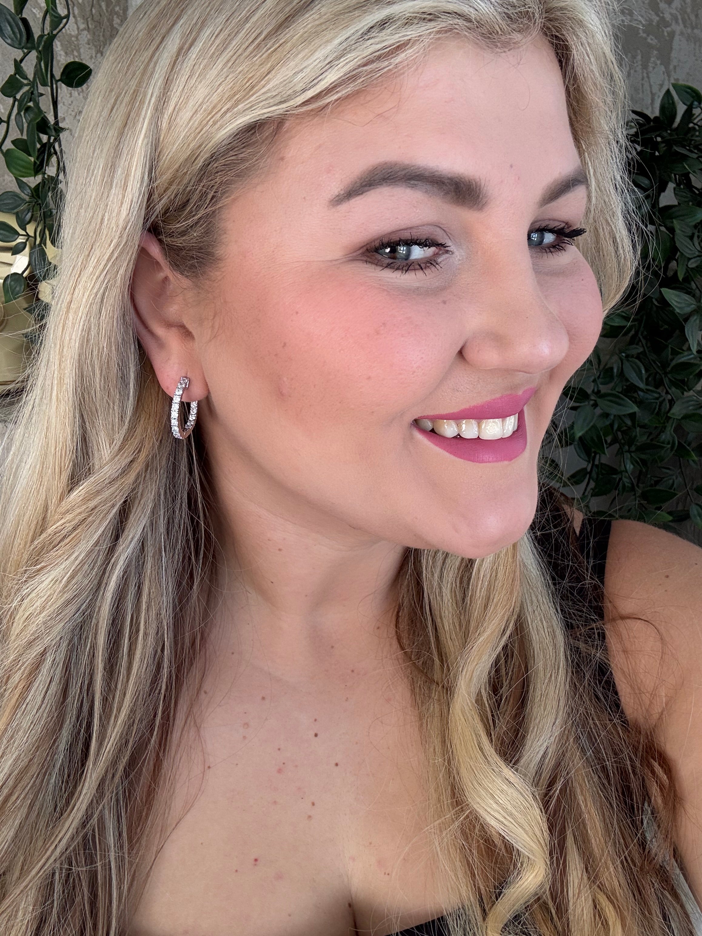 Dvipusės rinkutės su cirkonio akutėmis 25mm | Sidabro spalva