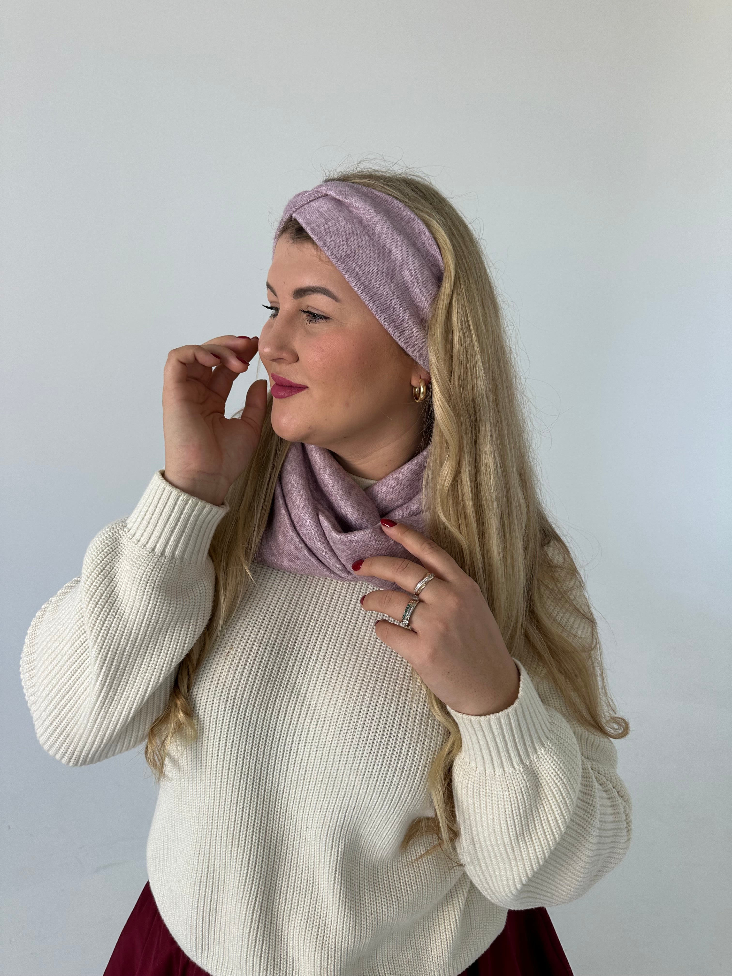 Sena rožinė merino vilnos galvajuostė