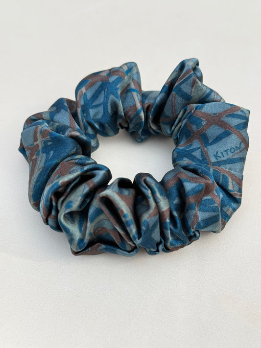 Kolekcinio 100% natūralaus šilko KITON mėlyna gumelė