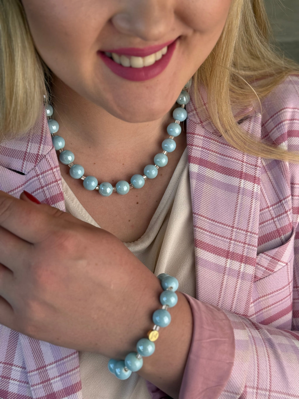 Keramikos baby blue vėrinys